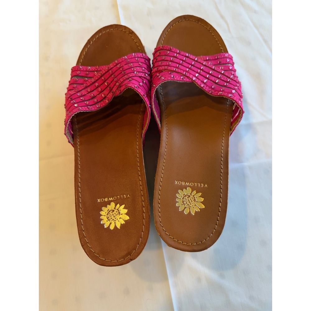 Yellow Box Pink Studded Cork Wedge Sandals - Picture 2 of 6